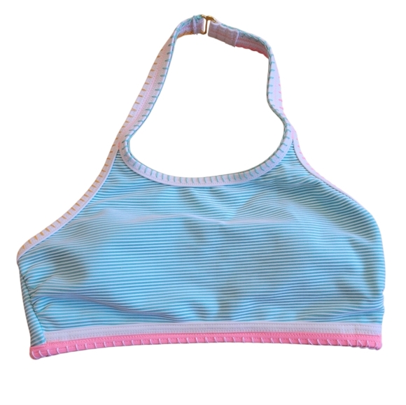 NWT So Pop-Stitch Ribbed High Neck Bikini Top In Mint - Picture 1 of 3